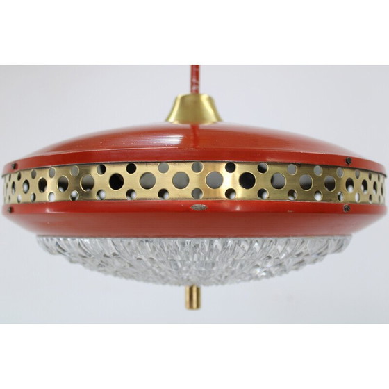 Image 1 of Vintage Space Age hanglamp van metaal en messing voor Ludib Bratislava, Tsjecho-Slowakije 1970