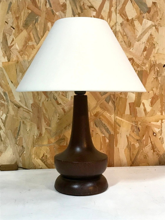 Image 1 of Massief mahoniehouten lamp 1970's