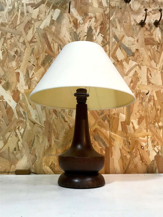 Image 1 of Massief mahoniehouten lamp 1970's