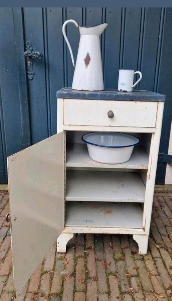 Image 1 of Vintage Industrieel Metalen Kast, 1 lade en deurtje