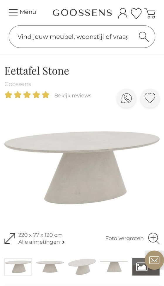 Image 1 of Goossens Eettafel Stone Deens Ovaal