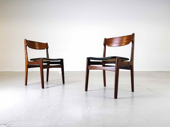 Image 1 of Set van 4 vintage Mid Century teakhouten stoelen vergelijkbaar met Erik Buch