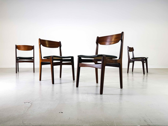 Image 1 of Set van 4 vintage Mid Century teakhouten stoelen vergelijkbaar met Erik Buch