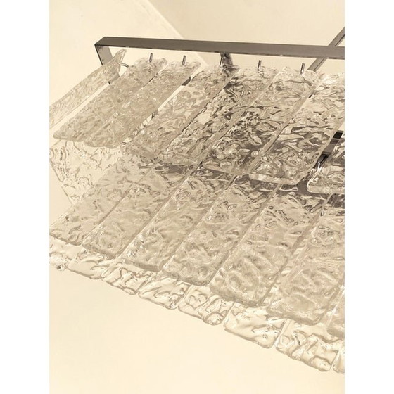 Image 1 of Hedendaagse gehamerde "Listelli" kroonluchter van Murano-glas in rechthoekige spoetnikvorm