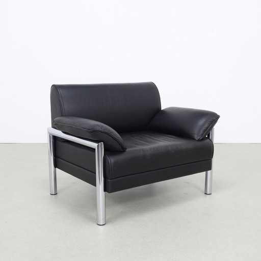 Postmoderne Fauteuil In Chroom & Leer, 1980S