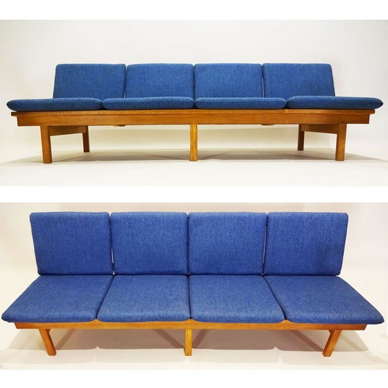 Image 1 of Deense Mid Century Børge Mogensen 4 zits Eiken bank en twee fauteuils