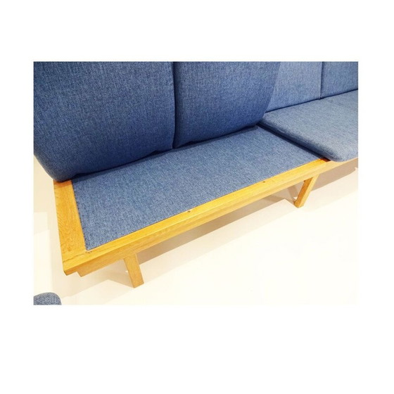 Image 1 of Deense Mid Century Børge Mogensen 4 zits Eiken bank en twee fauteuils