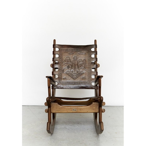 Image 1 of Vintage leren schommelstoel van Angel Pazmino voor Muebles de Estilo