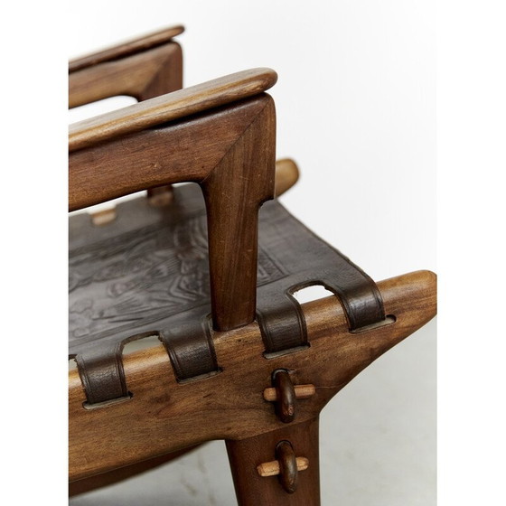 Image 1 of Vintage leren schommelstoel van Angel Pazmino voor Muebles de Estilo
