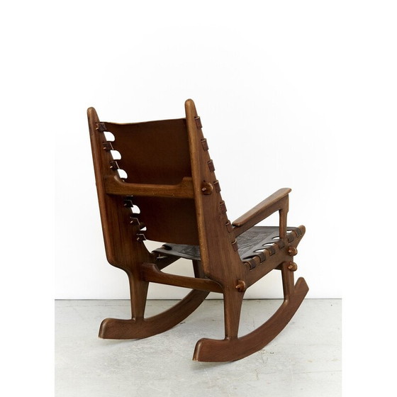 Image 1 of Vintage leren schommelstoel van Angel Pazmino voor Muebles de Estilo