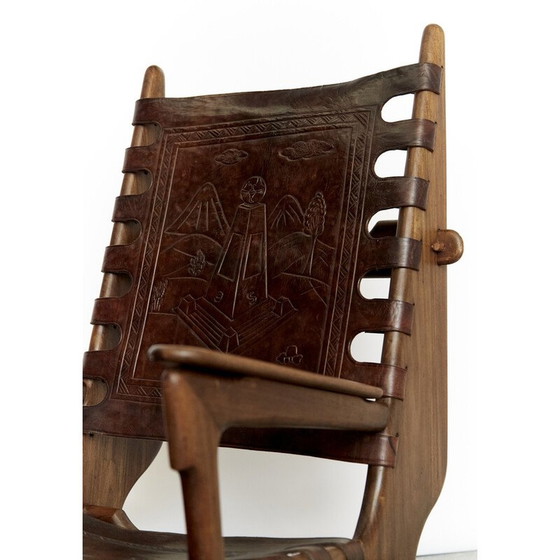Image 1 of Vintage leren schommelstoel van Angel Pazmino voor Muebles de Estilo