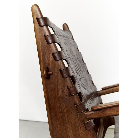 Image 1 of Vintage leren schommelstoel van Angel Pazmino voor Muebles de Estilo