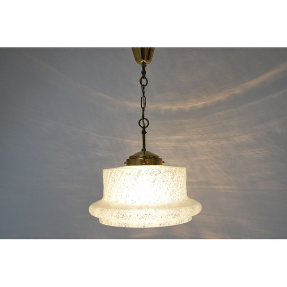 Image 1 of Vintage glazen en koperen hanglamp van Kamenicky Senov, Tsjecho-Slowakije 1960