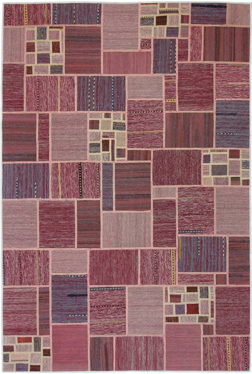 Origineel handgeknoopt Perzisch tapijt Kelim Patchwork Design 299 X 198 Cm Topconditie