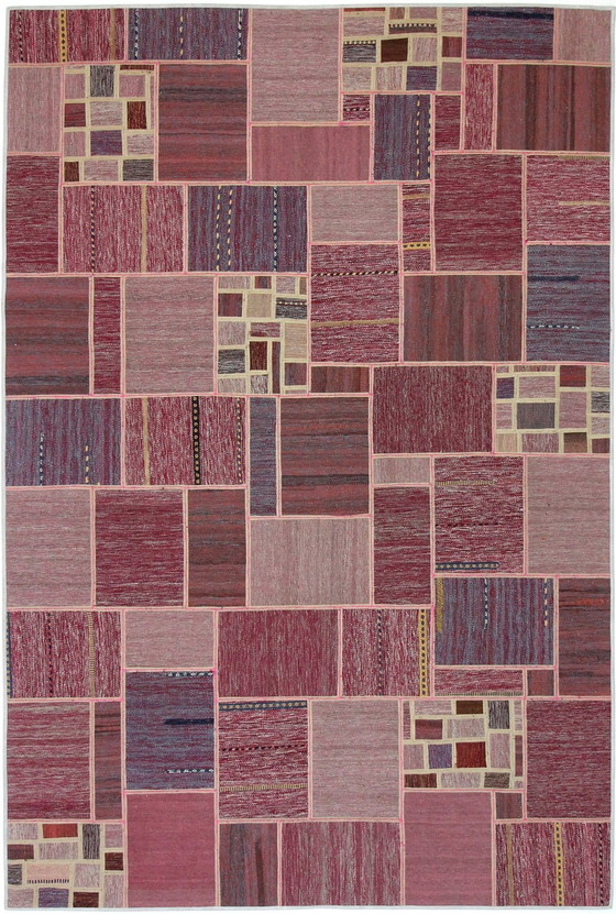 Image 1 of Origineel handgeknoopt Perzisch tapijt Kelim Patchwork Design 299 X 198 Cm Topconditie