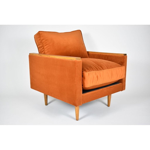 Vintage fauteuil model ZWP-8 Cube rood fluweel 1970