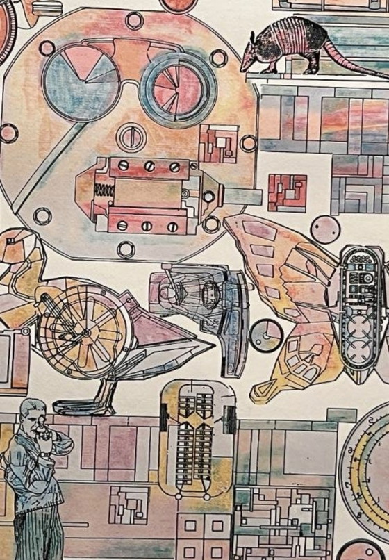 Image 1 of Eduardo Paolozzi, Where Reality Lies, zeefdruk uit 1982, met de hand gesigneerd en genummerd.