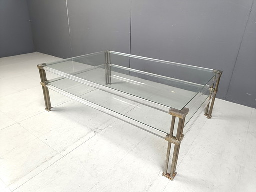 Vintage Lucite en messing salontafel, 1970S