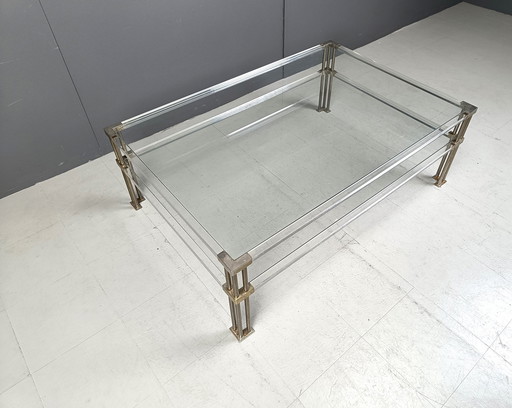 Vintage Lucite en messing salontafel, 1970S