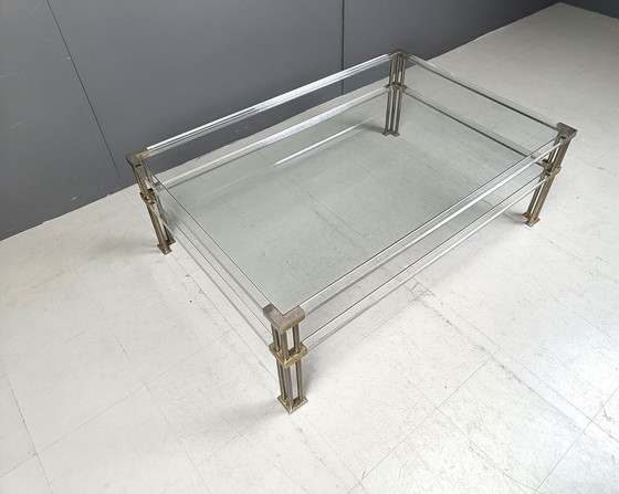 Image 1 of Vintage Lucite en messing salontafel, 1970S