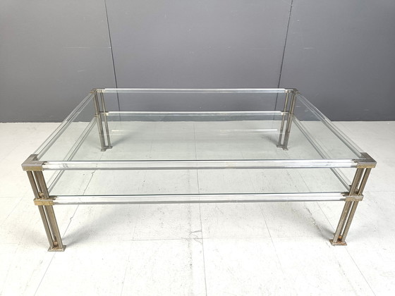 Image 1 of Vintage Lucite en messing salontafel, 1970S