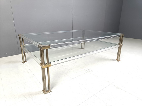 Image 1 of Vintage Lucite en messing salontafel, 1970S