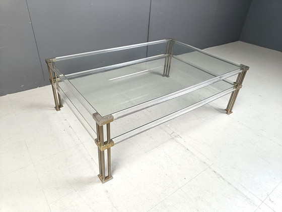 Image 1 of Vintage Lucite en messing salontafel, 1970S