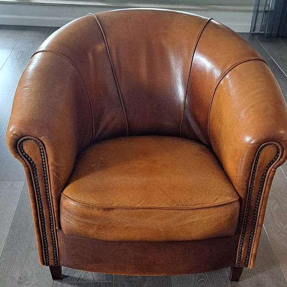 Image 1 of 2x Joris schapelederen vintage fauteuils