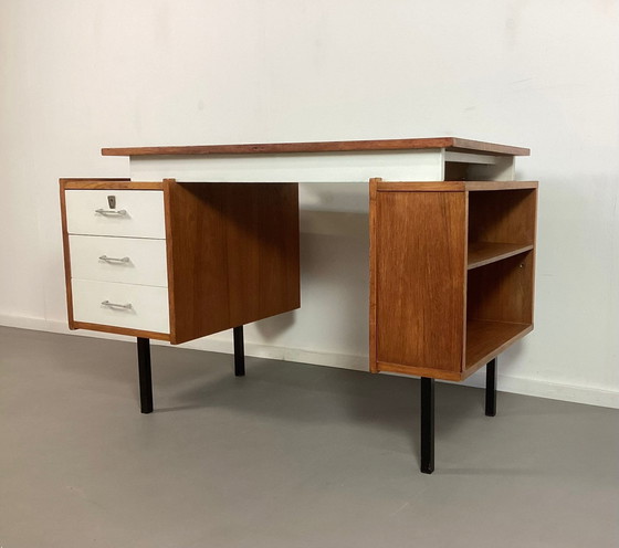 Image 1 of Vintage Teak Met Wit Tijsseling Bureau 