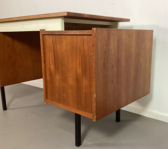 Image 1 of Vintage Teak Met Wit Tijsseling Bureau 