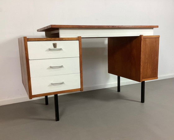 Image 1 of Vintage Teak Met Wit Tijsseling Bureau 