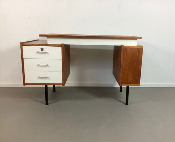 Image 1 of Vintage Teak Met Wit Tijsseling Bureau 