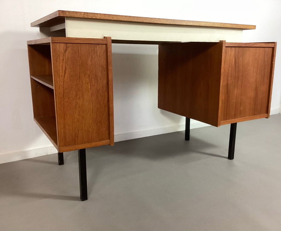 Image 1 of Vintage Teak Met Wit Tijsseling Bureau 