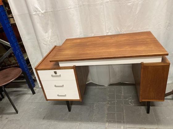 Image 1 of Vintage Teak Met Wit Tijsseling Bureau 