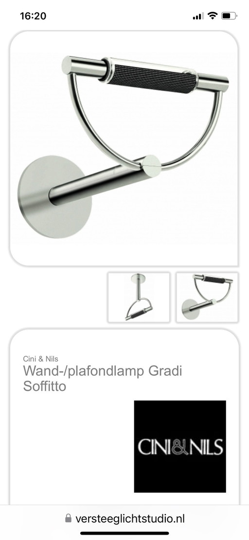 Wand/ Plafondlamp Gradi Soffito, Cini & Nils 3 Stuks 