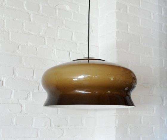 Image 1 of Vintage Bruine Plexiglazen 70'S Hanglamp