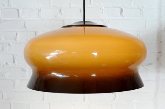 Image 1 of Vintage Bruine Plexiglazen 70'S Hanglamp