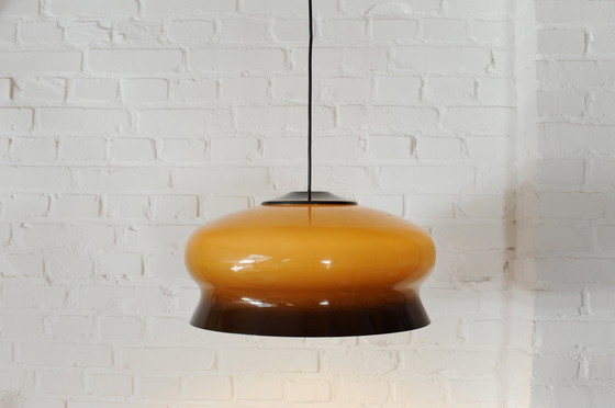 Image 1 of Vintage Bruine Plexiglazen 70'S Hanglamp