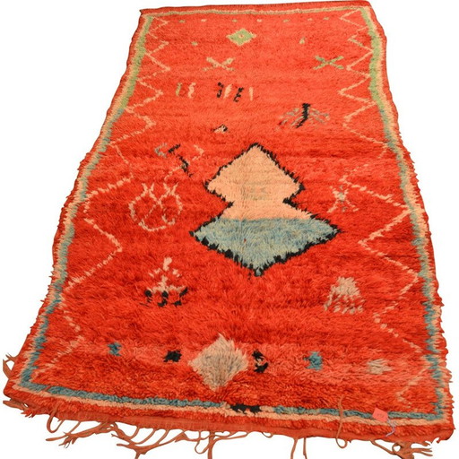 Vintage beni ouarain oranje-rood tapijt, 1980