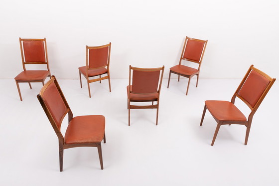 Image 1 of Set van 6 Deense Mid Century Moderne stoelen van Hugo Frandsen voor Spøttrup Stolefabrik