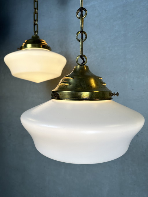 2x art deco (opaline) hanglampen 