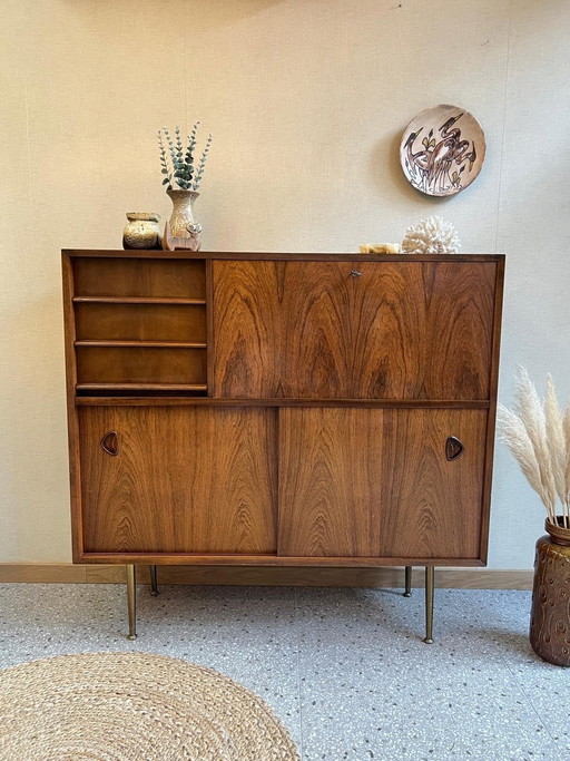 Deens Design Highboard Met Secretaire In Palissander