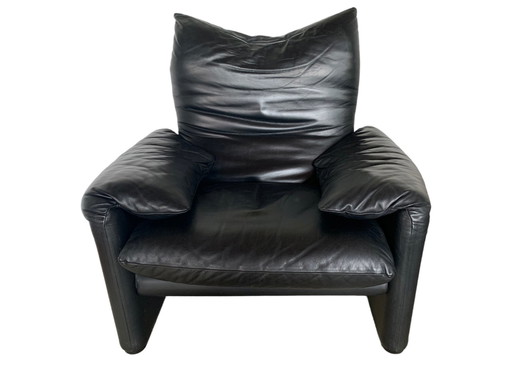 Cassina Maralunga fauteuil leer zwart