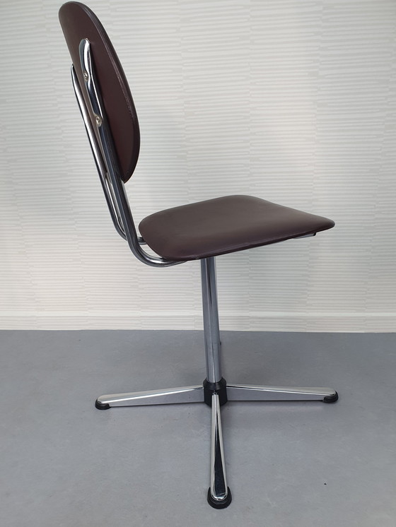 Image 1 of Seuderop Vintage Bureaustoel/Draaistoel/Stoel. Bruine Skai.