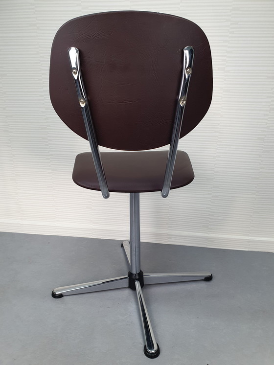 Image 1 of Seuderop Vintage Bureaustoel/Draaistoel/Stoel. Bruine Skai.