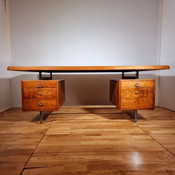 Image 1 of Vintage bureau van walnootfineer, chroom en lak, 1965