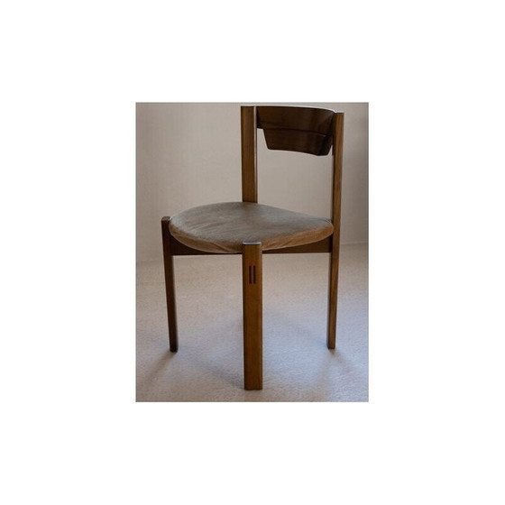 Image 1 of Set van 4 vintage stoelen van walnoot en fluweel, jaren 1960