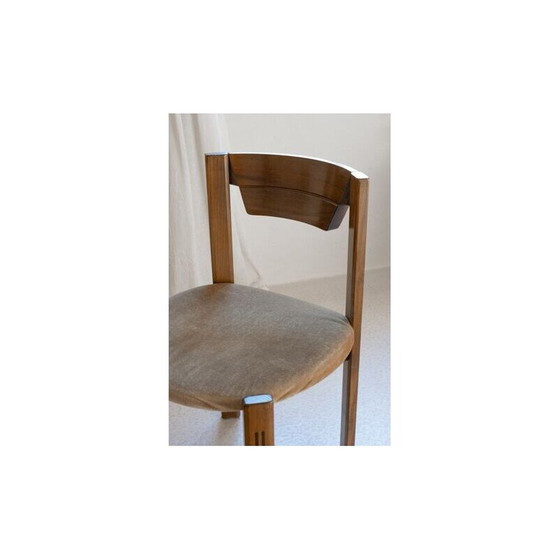 Image 1 of Set van 4 vintage stoelen van walnoot en fluweel, jaren 1960