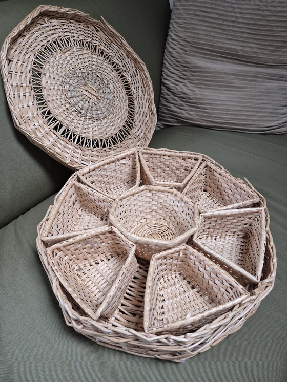 Image 1 of Vintage Rotan Organizer / Aperitif Tray