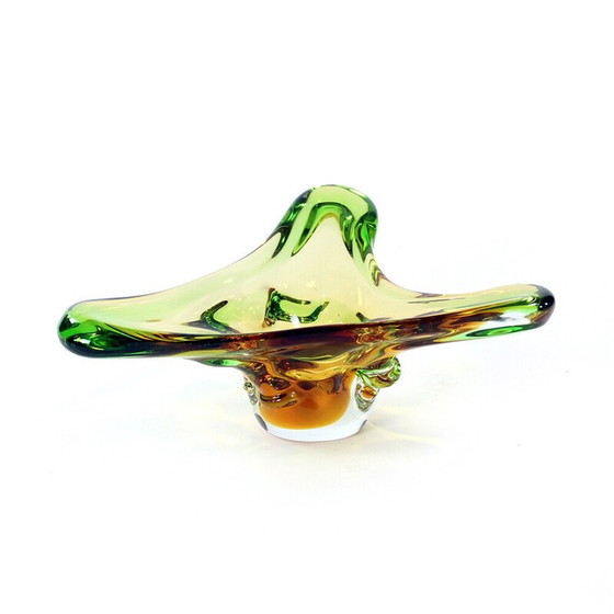 Image 1 of Vintage glazen schaal van Frantisek Zemek voor Mstisov, Tsjecho-Slowakije 1960